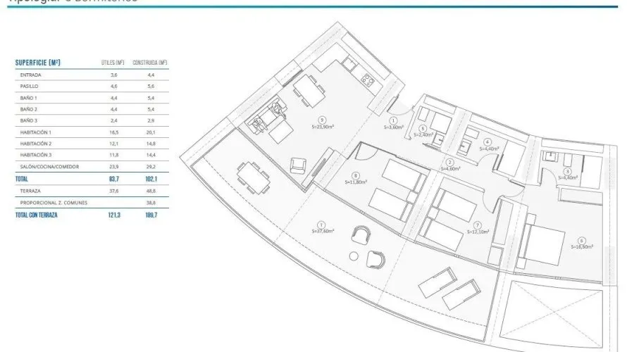 Apartamento de 2 dormitorios en Benidorm, Spain No. 457 № 5