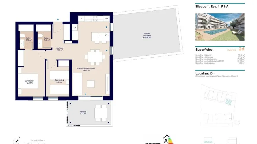 Apartamento de 2 dormitorios en San Juan, Spain No. 3397